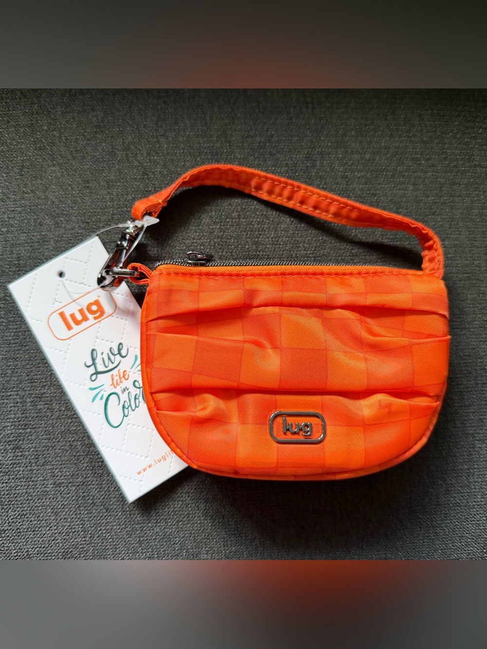 Lug Disco Pleated Pouch Mini Bag Purse – Houndstooth Check Halloween Orange